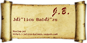 Jálics Balázs névjegykártya